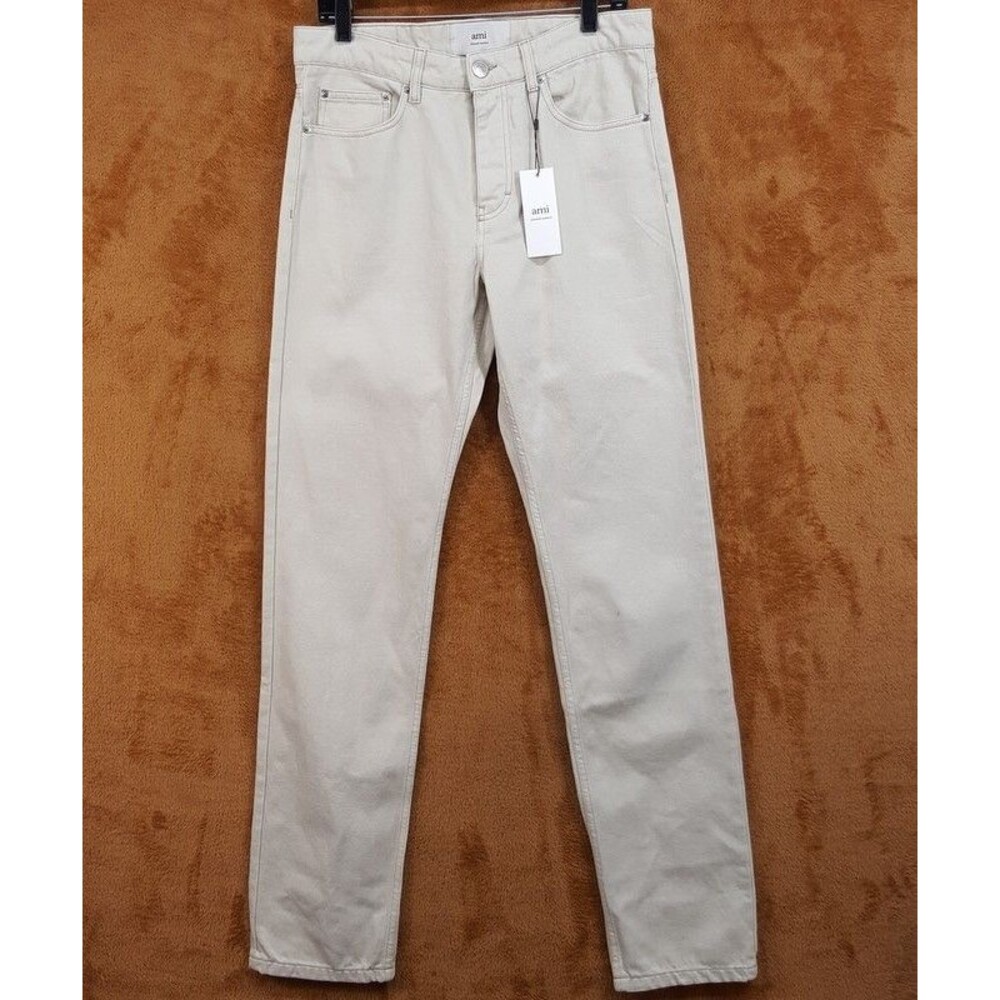 AMI Jeans Mens Size 31 Cream Natural Wash Straight Classic Fit Denim $405